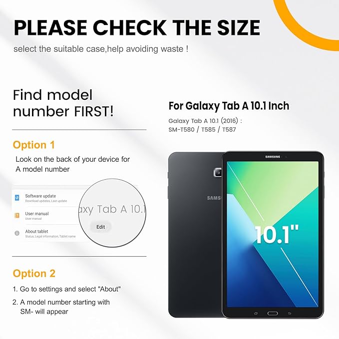 Timecity Case for Samsung Galaxy Tab A 10.1 inch 2016 Release SM-T580 T585 T587 Heavy Duty Protection Case with Screen Protector Stand Hand Strap and Shoulder Strap - Black