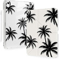 Cute Black Palm Tree for iPad Pro 11 Inch Case (M5/M4) 2025/2024 with Pencil Holder Auto Sleep/Wake White Leather Acrylic Back Detachable Cover
