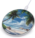 Beach Landscape Coconut Palm Tree Wireless Charger Anti-Slip Wireless Charging Pad Slim Charger Mat for Men Women