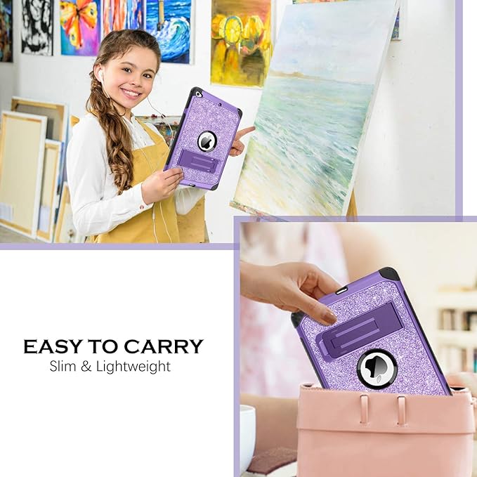 YINLAI for iPad mini 5 CaseiPad mini 4 Case Glitter Bling Kickstand Kids Girls Women Heavy Duty Shockproof Protective Sparkly Tablet Cover for iPad mini 5th Gen/Mini 4th Generation 7.9 InchPurple