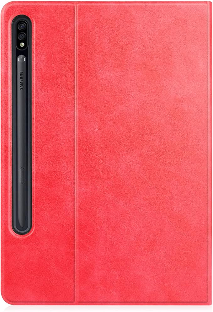 12.4 Inch Case for Samsung Galaxy Tab S8 Plus/S8+ 2022/S7 FE 2021/Tab S7 Plus/S7+ 2020 (SM-X800/T730/T970) with S Pen Holder &amp [Auto Wake/Sleep] Premium PU Leather Folding Stand Cover Red