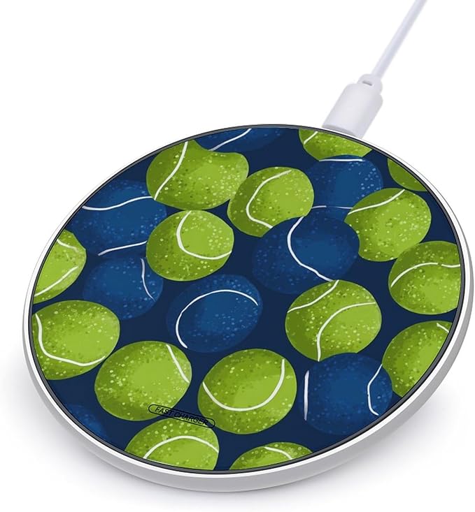 Tennis Balls Art Pattern Phone Charger Magnetic Charging Pad Anti-Slip with USB Cable