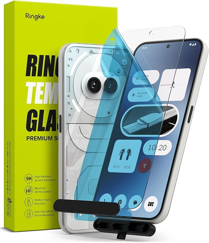 Ringke Glass [Super Easy to Install] Compatible with Nothing Phone 2a Screen Protector Shatterproof Tempered Glass with Installation Tool Designed for Nothing Phone (2a) - 2 Pack