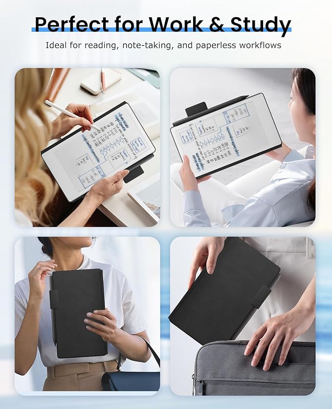 Case for Remarkable Paper Pro Move Tablet 7.3 Inch – Slim PU Leather Folio Cover with Magnetic Pencil Holder Auto Sleep/Wake Lightweight Shockproof Protective Shell (Black)