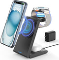 JoyGeek 3-in-1 Wireless Charging StationFoldable Travel Charger Stand for iPhone 15/14/13/12 Series Fast Magnetic Charging Dock for Apple Watch Ultra 2/9/8/7/6/SE/5/4/3/2AirPods Pro 3/2