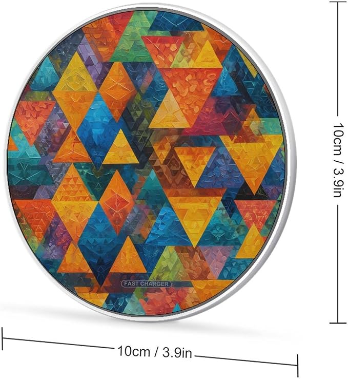 Colorful Triangles Geometry Phone Charger Magnetic Charging Pad Anti-Slip with USB Cable