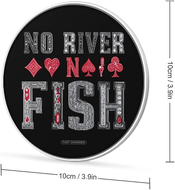 Poker Cards No River No Fish Phone Charger Magnetic Charging Pad Anti-Slip with USB Cable