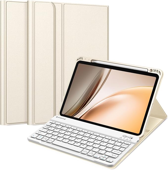 Fintie Keyboard Case for iPad Air 11-inch M4/M3/M2 (2026/2025/2024) iPad Air 5th/4th Generation (2022/2020) 10.9 Inch - Soft TPU Cover w/Magnetically Detachable Bluetooth Keyboard Starlight