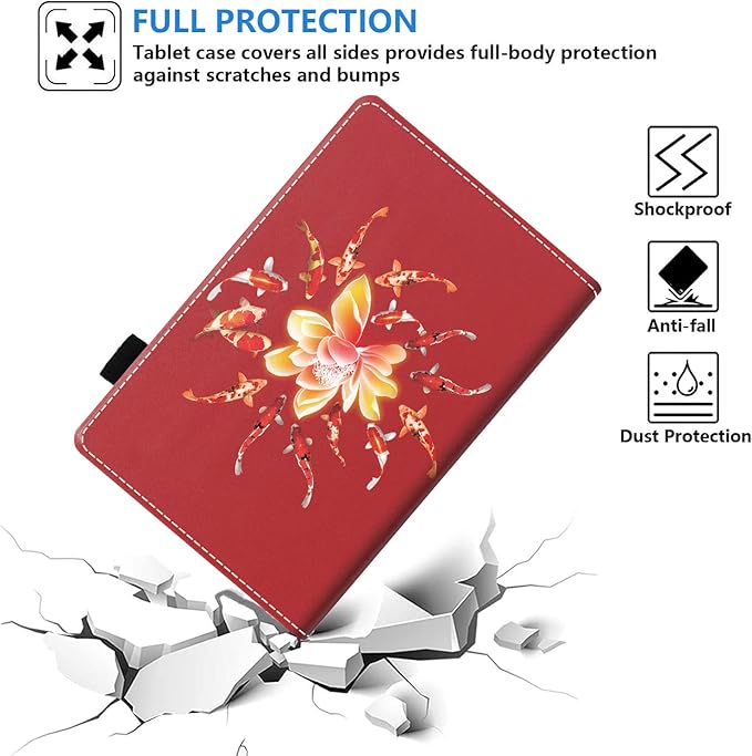 Case for All-New Kindle Fire HD 10/Fire HD 10 Plus Tablet 10.1 inch (11th Generation 2021 Released) - Slim PU Leather Cover with Auto Sleep Wake - Lotus Koi
