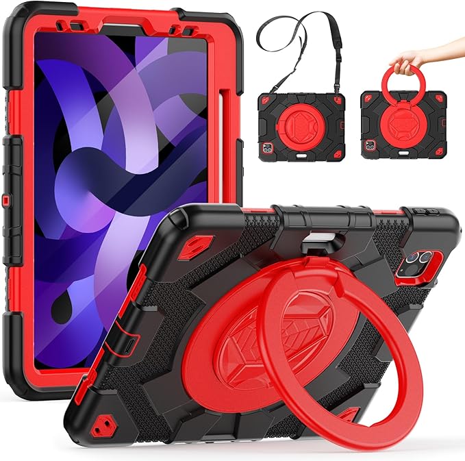 SCSVPN Kids Case for iPad Air 5th/4th Generation 10.9-inch 2022/2020 &amp iPad Pro 11'' 4th/3rd/2nd/1st Gen 2022 2021 2020 2018 Protection Case with Pen Holder Stand Handle Shoulder Strap Black R
