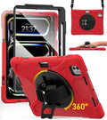 BRAECN Case for iPad Pro 11 inch M5 2025 &amp M4 2024 4 Layers Heavy Duty Full-Body Protection Screen Protector Pencil Holder 360° Rotating Handle Kickstand Shoulder Strap Kids Friendly