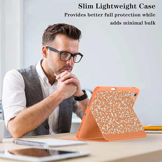 Supveco Case for iPad (A16) 11th Generation 11 inch (2025)iPad 10th Generation 10.9 inch (2022) with Pencil Holder-[Auto Wake/Sleep]Premium Folio Stand Case with Soft TPU Back Cover-Orange Book