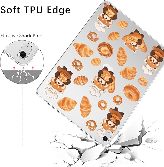 for iPad Air 13 (M3) 2025/ (M2) 2024Red Panda Pastry Chef Crystal Clear CaseSlim Lightweight Anti-Scratch Soft TPU Bumper Hard Acrylic Back Cover for Women