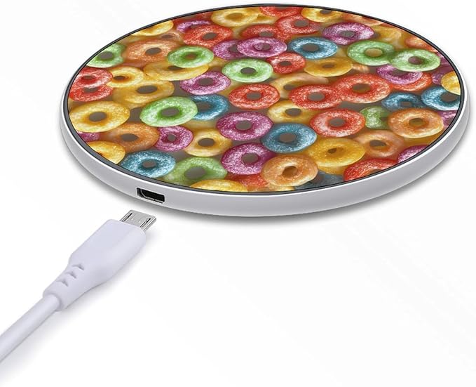 Fruit Hoops Cereal Wireless Charger Anti-Slip Wireless Charging Pad Slim Charger Mat for Men Women
