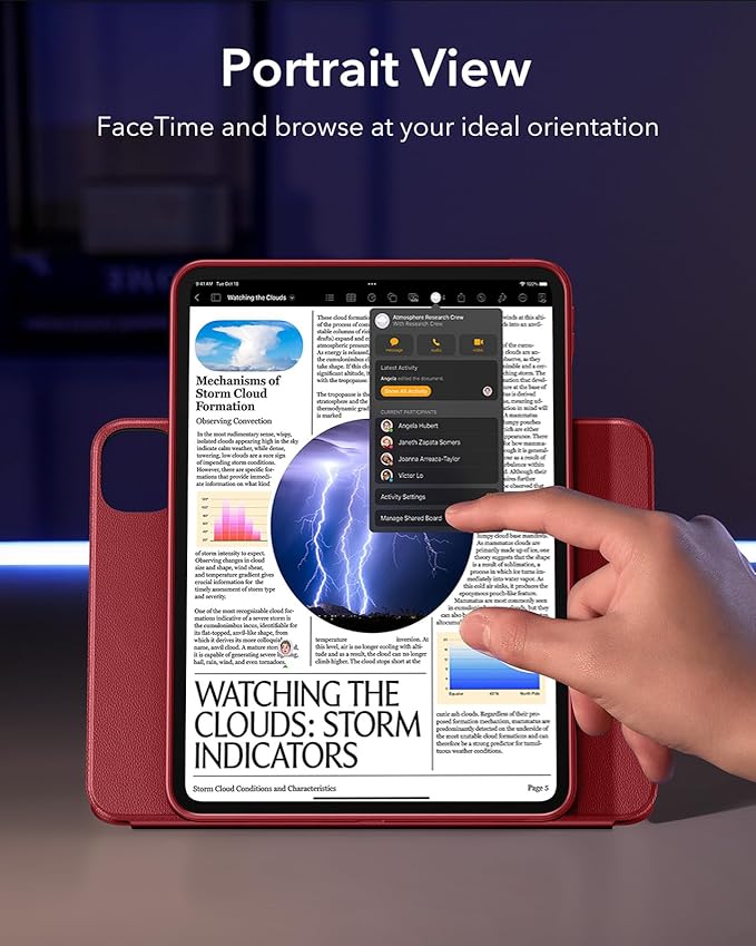 ESR for iPad Pro 13 Inch Case (M5/M4) 2025/2024 Rotating Case with Removable Magnetic Cover Adjustable Portrait/Landscape Stand 9 Standing Angles Shift Series Red