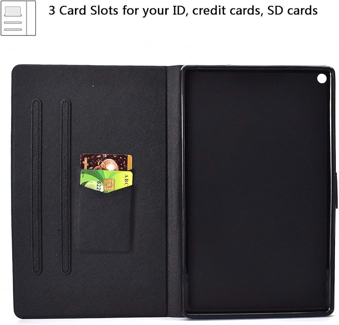 for Amazon Kindle Fire HD 10 Case 9th/7th/5th Generation (2019/2017/2015) 10.1 inch with Card Slots Pockets [Auto Wake/Sleep] Folio Stand PU Leather Smart Magnetic Wallet Cover Bling Sand