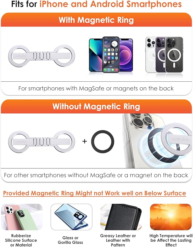 Twins Carry: Magnetic Dual-Phone Holder for iPhone &amp Android | Lightweight Solution for Professionals Travelers &amp Gamers | Manage 2 Mobile Phones for Work Personal Use (Silver General)