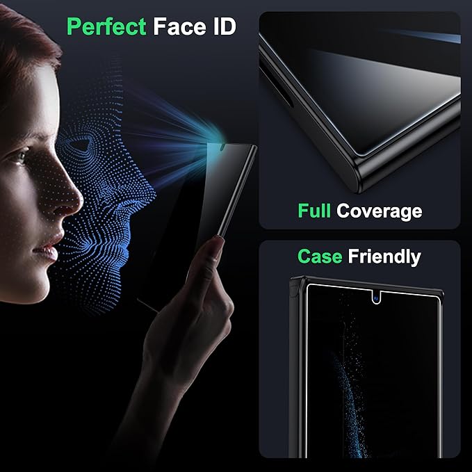 WSKEN for Samsung Galaxy S24 Ultra Privacy Screen Protector 24 Degree [Auto-Dust Removal] [Fingerprint Unlock Support] Full Coverage HD Tempered Glass Film with Dust Clean Installing House2 Pack