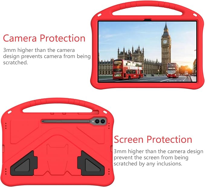 for Samsung Galaxy Tab S9 Ultra &amp S8 Ultra 14.6-Inch Kids Case 2023/2022 (SM-X910/X916/X918/X900/X906) with Kickstand/Handle Stand Kids Friendly Lightweight Soft EVA Shockproof Cover Red
