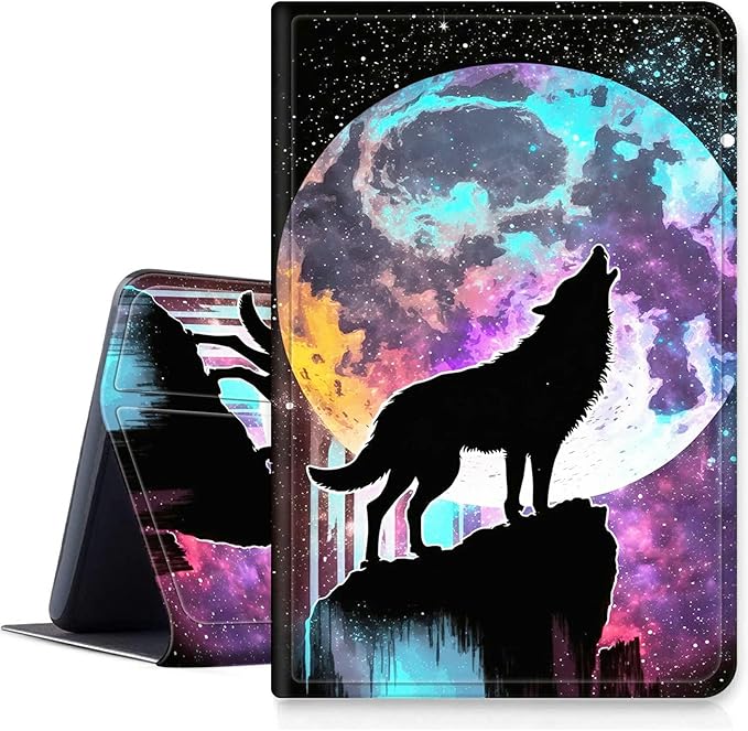 DIGTIALLL Case for iPad Air 5th/4th Generation (2022/2020 Release) 10.9/iPad Pro 11 2022/2021/2020 Release PU Leather Smart Premium Stand Protective Cover with Auto Sleep/WakeMoon Wolf