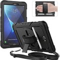 SZKMG Case for Samsung Galaxy Tab A 10.1 Black Cover SM-T580 T585 T587 2016 Release Tablet Shockproof Protective Case with Screen Protector Rotating Kickstand &amp Hand Strap A6 2018 10.1-inch