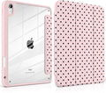 Case for iPad A16 11th Generation 11 inch 2025 iPad 10th Generation 10.9 inch 2022 -[Built-in Pencil Holder] Shockproof Clear Hard Back Trifold Stand Auto Wake/Sleep Pink Polka dot