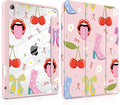 Case for iPad A16 11th Generation 11 inch 2025 iPad 10th Generation 10.9 inch 2022 -[Built-in Pencil Holder] Shockproof Clear Hard Back Trifold Stand Auto Wake/Sleep Cherry &amp Lip