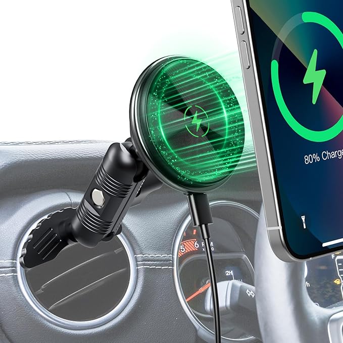 Kaishengyuan Wireless Charger Magnetic Vent Phone Mount Compatible with Jeep Wrangler JL 2018-2023 &amp Gladiator JT 2020-2023 360° Rotation Air Vent Cell Phone Holder Cradles Fit for All Smartphone