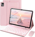 Keyboard Case for Lenovo Tab M11 / K11 LTE 11 Inch 2024 Mouse and 7 Colors Backlit Detachable Keyboard Adjustable Stand Built in S Pen Holder Auto-Sleep/Wake Feature Pink