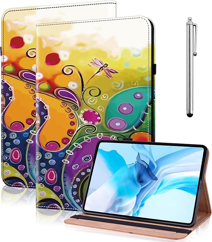Tablet Case for Samsung Galaxy Tab S10 Plus/ S7 FE 12.4 inch Multi-Angle Viewing Premium PU Leather Case with Card Holder for 12.4 Samsung Galaxy Tab S10+Plus/S7 FE - Flower Vine