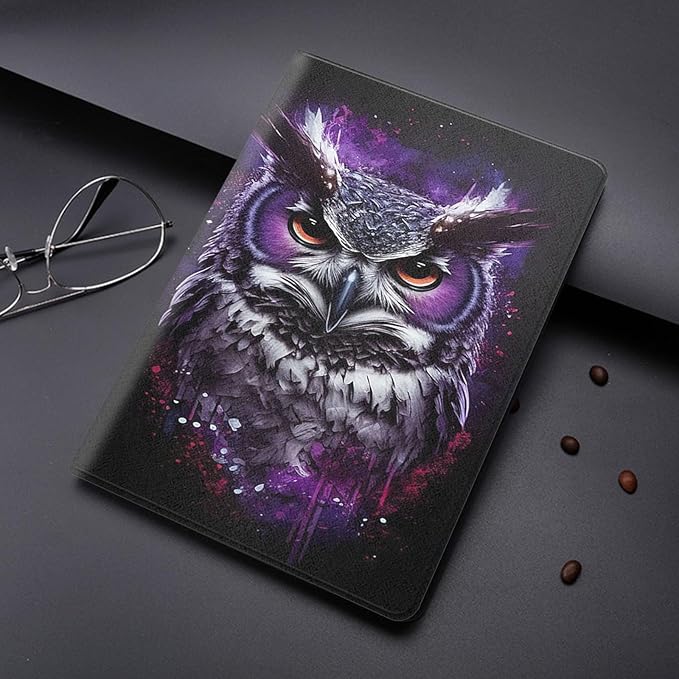 Case for iPad Air 1/2 iPad 9.7-Inch (2017/2018 Model5th/6th Generation)Adjustable Stand Auto Wake/Sleep Function Full Body Protection Cover - Purple Owl