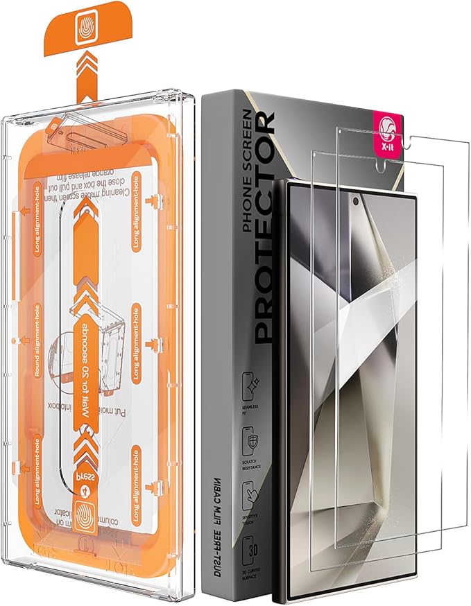 X-it 2 Packs Screen Protector for Samsung Galaxy S24 plus 6.8-inch - [Auto-Dust Removal] 9H+ Tempered Glass [10X Military Protection] Bubble Free Case Friendly