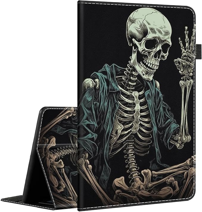 Case Fits Amazon Kindle Fire HD 8 &amp 8 Plus Tablet (12th Generation/10th Generation 2022/2020 Release) 8 Multi-Angle Smart Stand Cover Auto Sleep/WakeFunny Skull Skeleton