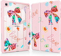 Mektron Case for Samsung Galaxy Tab S6 Lite 10.4 Inch 2024/2022/2020 with S Pen Holder Multi-Angle Viewing with Shockproof Cover Clear Shell + Trifold Stand + Auto Wake/Sleep Neon Bows-Pink