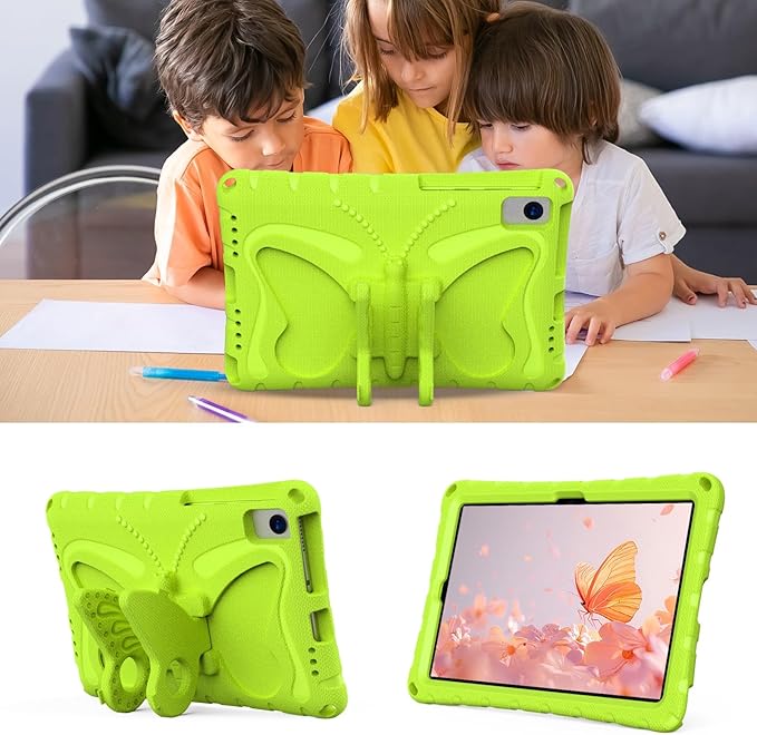 YEMENGHUA Heavy Duty Protection Compatible with Samsung Galaxy Tab S5e 10.5 (2019) SM-T720Lightweight EVA Kid Friendly Shockproof Protective CaseShoulder Strap Case Butterfly Kids Case(Grass Green)