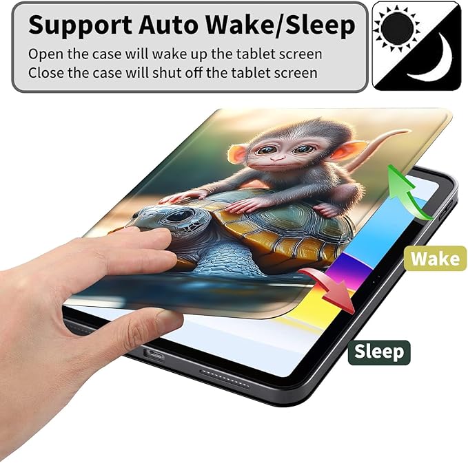 Case for Kindle Paperwhite 12th Generation 7 &amp Kindle ColorSoft Signature Edition PU Leather Protective Cover with Auto Sleep/Wake for Kindle Paperwhite 2024 – Monkey and Turtle