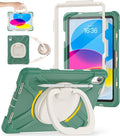 BATYUE Case for iPad (A16) 11th/10th Gen 11''/10.9'' 2025/2022 - Heavy Duty Shockproof Cover with 360° Rotating &amp 180° Folding Stand Screen Protector Shoulder Strap &amp Pencil Holder | Emerald