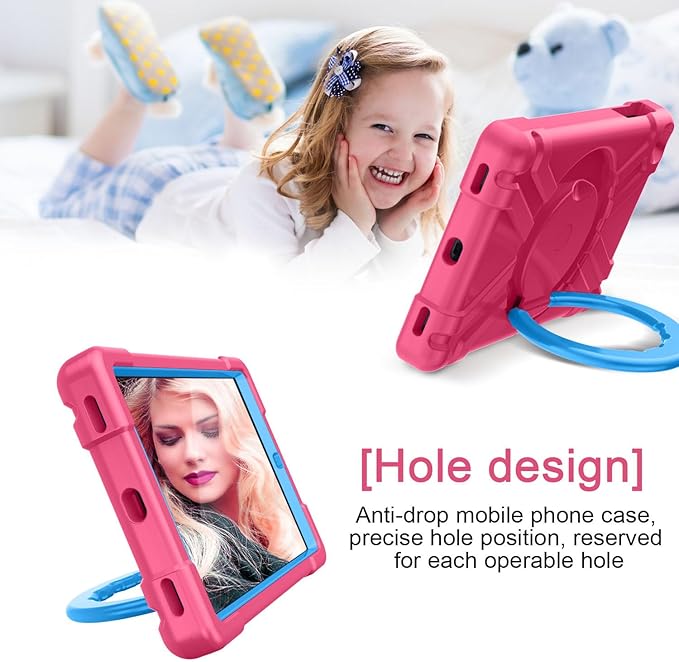 Compatible with Samsung Galaxy Tab A 10.1 T510/T515 10.1 inch Tablet CaseRugged Kids Case with Stand Lightweight Shockproof Kids Friendly Tablet Cover Rose Red+Blue