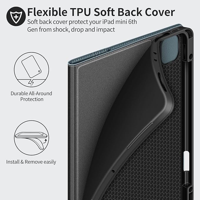 H HOLIMET Case for iPad Pro 12.9 2022 6th/5th/4th/3rd Generation with Pencil Holder Folio Shockproof Auto Sleep/Wake Vegan Leather