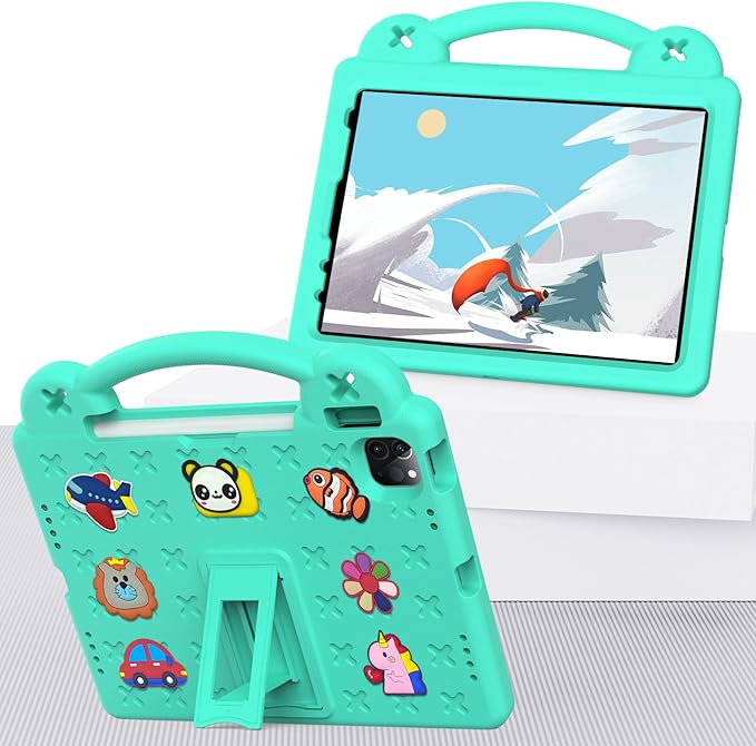 Compatible with Apple iPad 10 2022 10.9 inch/Pro 11 2018/2020/iPad Air 4 2020 10.9 inch/Air 5 2022 10.9 inch/Pro 11 2021/2022 Tablet Case Kids Case with Strap &amp Pen Tray Mint Green