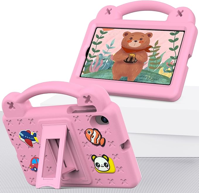 Compatible with ONN 7.0 Tablet (4nd Gen)-100135924(2024) Tablet Case Kids Friendly Universal Lightweight Shockproof Protective Case with Shoulder Strap &amp Stand Handle &amp Pen Tray Pink