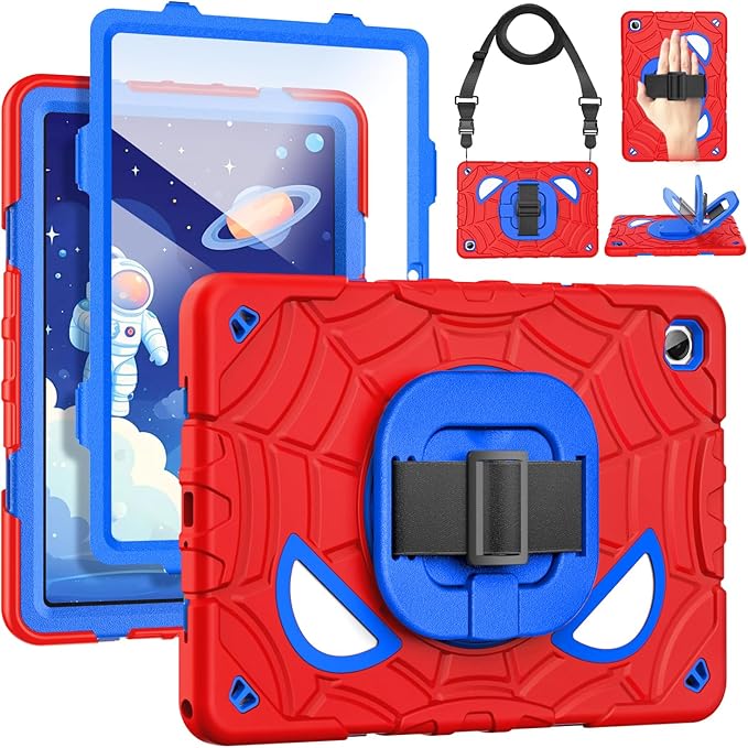 Grifobes Case for Samsung Galaxy Tab A11+ / A9+ Plus 11 inch 2026/2024 Full Body Protection with Screen Protector/Rotating Stand Hand/Shoulder Strap for 11” Tablet Cover Red+Blue