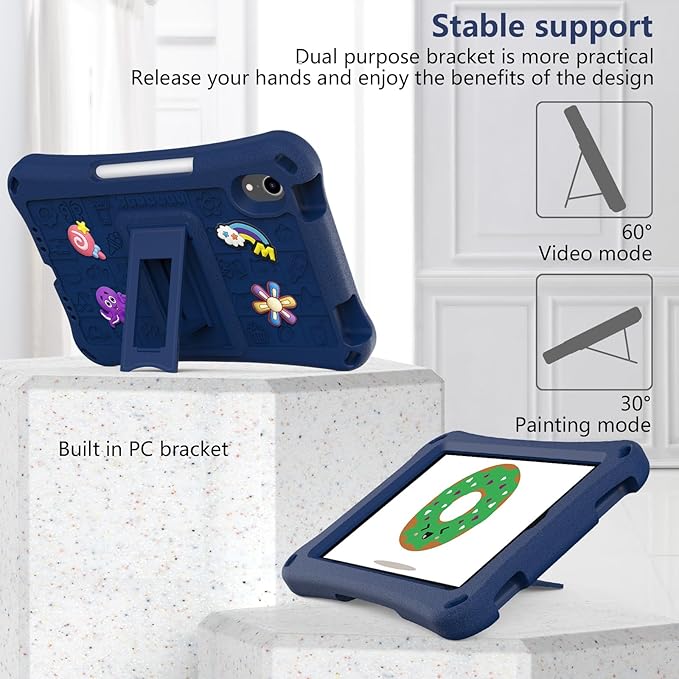 Case for iPad mini 7 (2024) / iPad mini 6 Case (2021) 8.3 inch for Kids Shoulder Strap Kickstand Children Friendly Anti-Scratch Shockproof Bumper Case for iPad mini 6th/7th Lightpurple