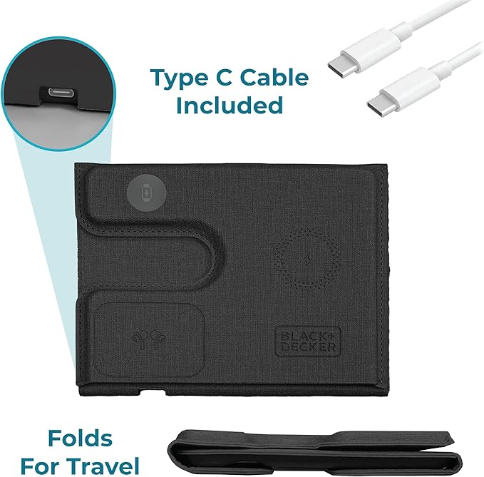 BLACK+DECKER 3 in 1 Charging Station for Apple Multiple Devices Wireless Foldable Travel Charger for Multiple Devices iPhone 17 16 15 14 13 Pro Max Plus Apple Watch Series/AirPods (Black)