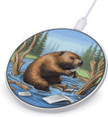 Busy Beaver Cartoon Wireless Charger Fast Wireless Charging Pad with USB Cable 10W Anti-Slip Magnetic Wireless Charger Portable Slim Charger Puck Travel Charging Station