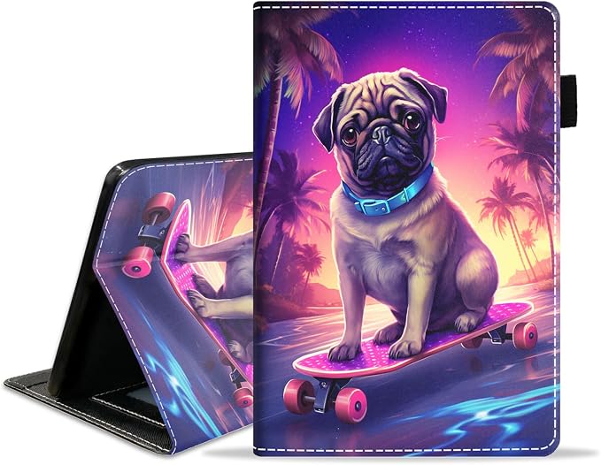 Cute Pug Playing Skateboard