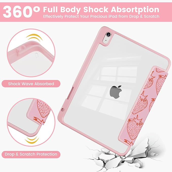 Case Compatible with iPad (A16) 11th Generation 11 Inch 2025/10th Generation 10.9 Inch 2022 Shockproof Hybrid Slim Stand Cover with Clear Back Shell &amp Pencil Holder Auto Wake/Sleep Z010