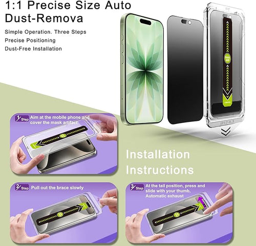 2-Pack Matte Privacy Anti-Spy Screen Protector for iPhone 17/16 Pro (6.3-Inch)Anti-Glare9H Tempered GlassFull CoverageAnti-FingerprintAuto Dust RemovalBubble-Free