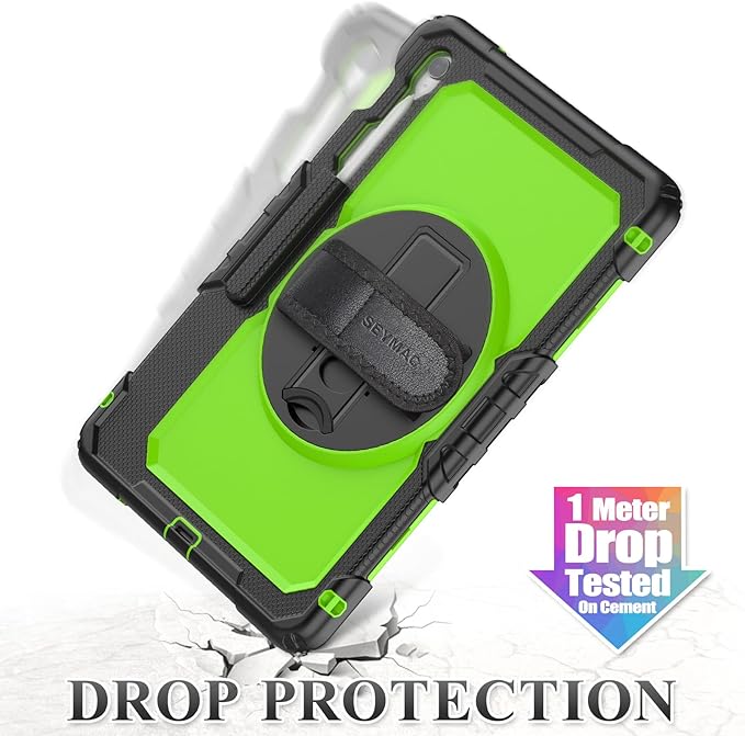 SEYMAC stock Case for Samsung Galaxy Tab S10 FE+ Plus 5G Tablet Case 13.1'' Protective with Screen Protector Pen Holder 360 Rotate Stand Hand Strap Shoulder Strap Green1