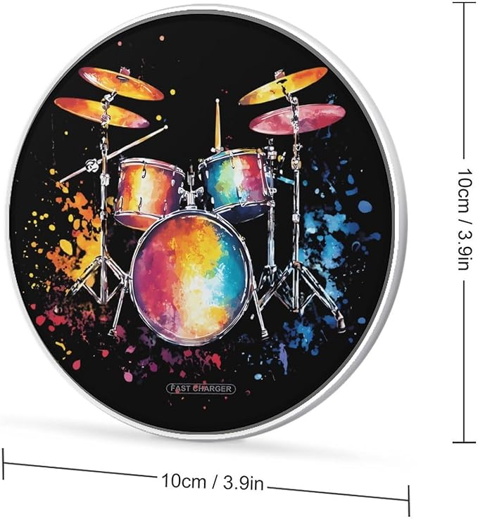 Watercolor Drum Splashes Phone Charger Magnetic Charging Pad Anti-Slip with USB Cable